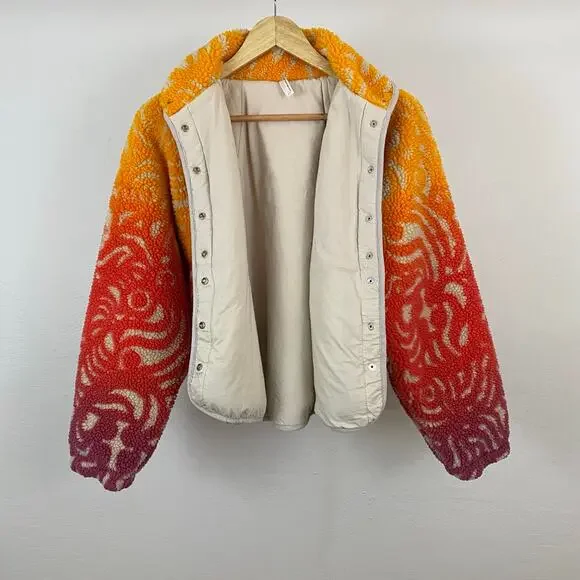 FP Movement - Free People Hit The Slopes Printed Fleece Jacket - Marigold - XS - Picture 5 of 11